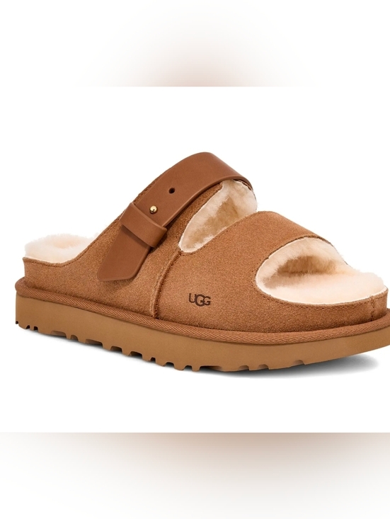 UGG Shoes - UGG Chestnut Suede Shearling Greenport Slide with Adjustable Strap